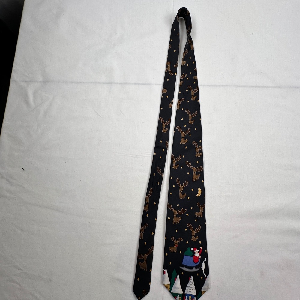 Christmas Tie necktie Holiday Santa Reindeer USA Silk Save the Children - Picture 6 of 11